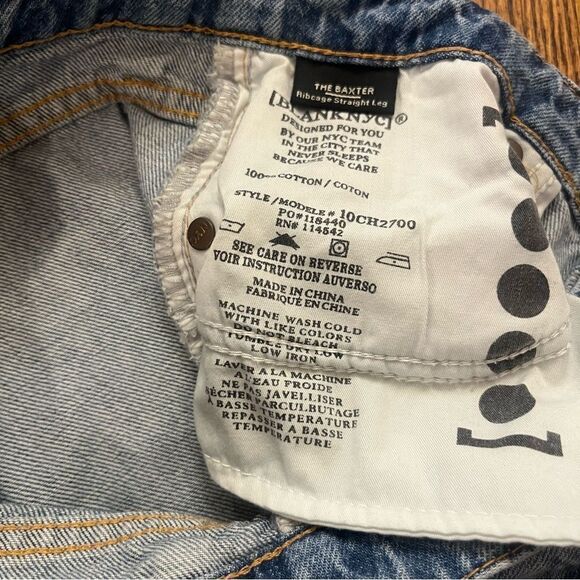 BLANK NYC “The Baxter” Distressed Rib Cage Straight Leg Jeans Size 29 “Over It” - Picture 15 of 16